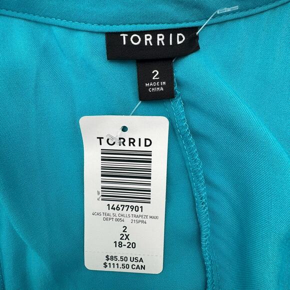 TORRID NWT Women's 2X Teal Blue Trapeze Tank Maxi Dress Adjustable Straps Seamed - Picture 5 of 9